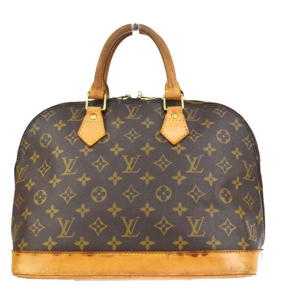 Authentic LOUIS VUITTON LV Logo Alma Hand Bag Monogram Leather Brown France - Picture 6 of 10